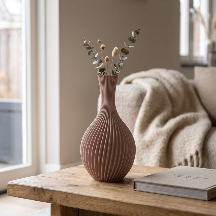 Iris - Spiraal Geribbelde Sculpturale Vaas — sfeer (bloesem)
