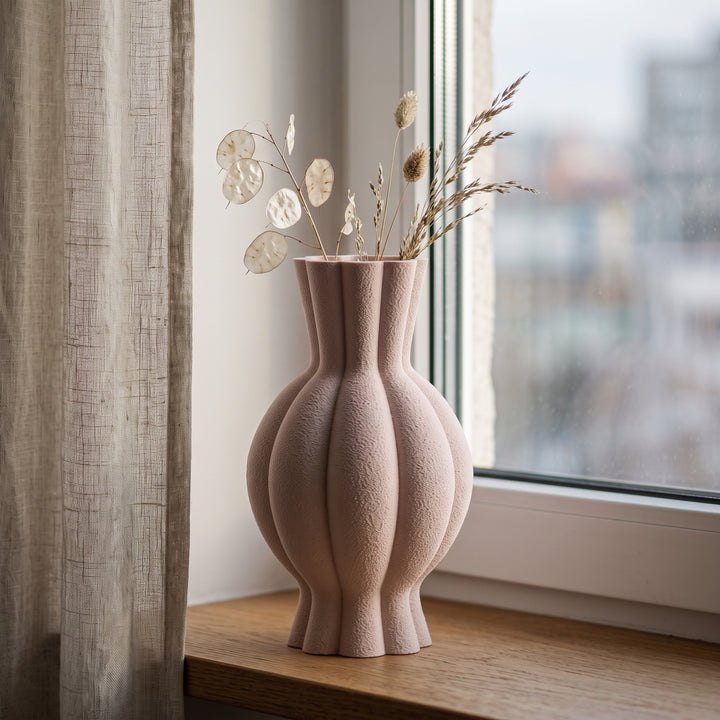 Galen - Gegroefde Sculpturale Moderne Vaas — sfeer (bloesem)