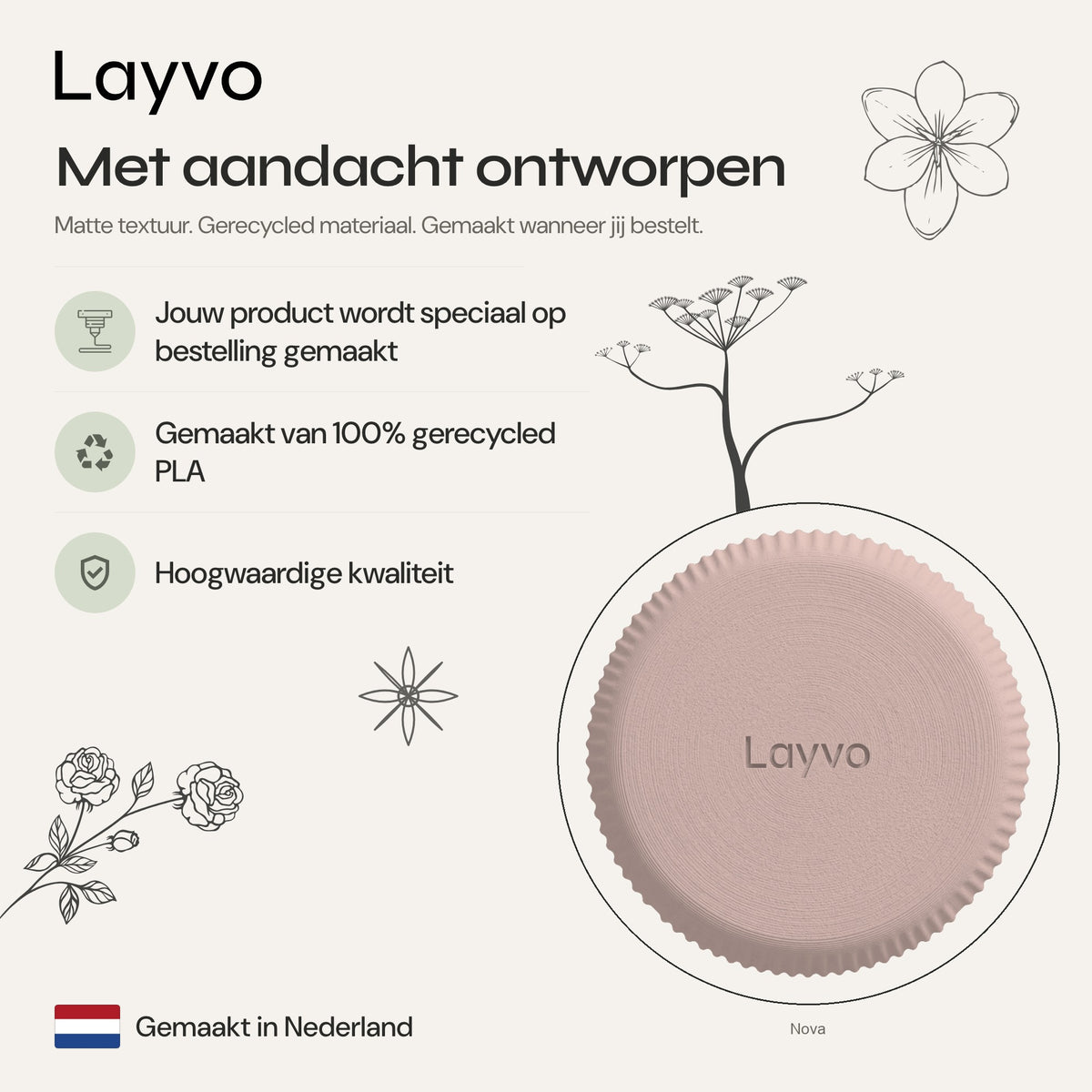 Nova - Verticaal Geribbelde Symmetrische Moderne Vaas — verhaal (bloesem)