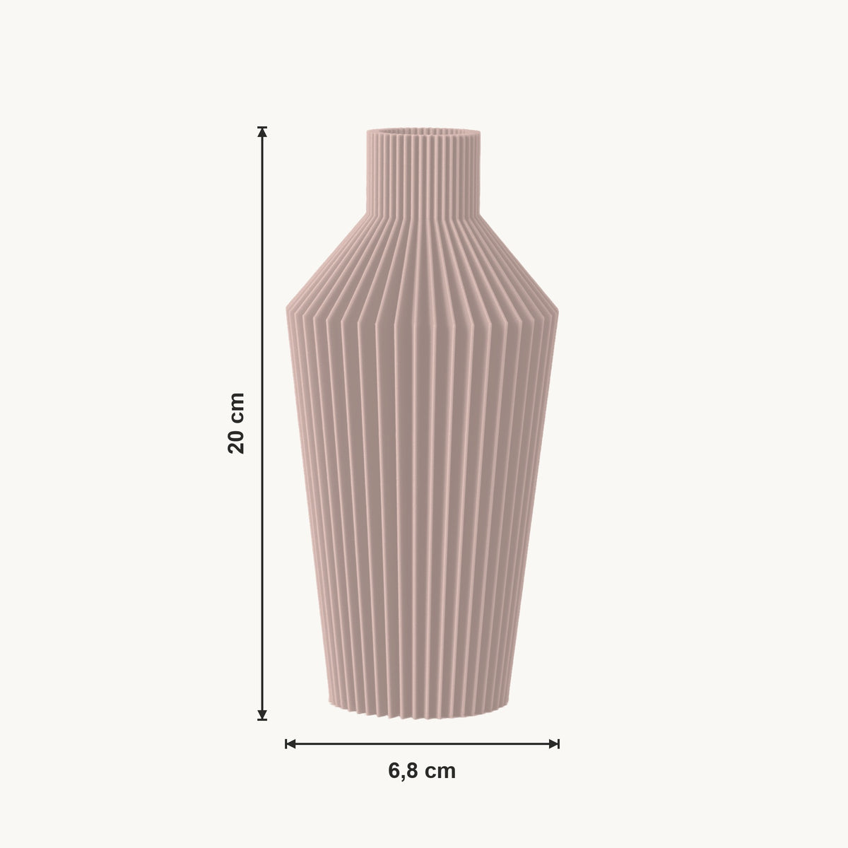 Nylas - Ronde Geribbelde Taps Toelopende Moderne Vaas — maat (bloesem-20cm)