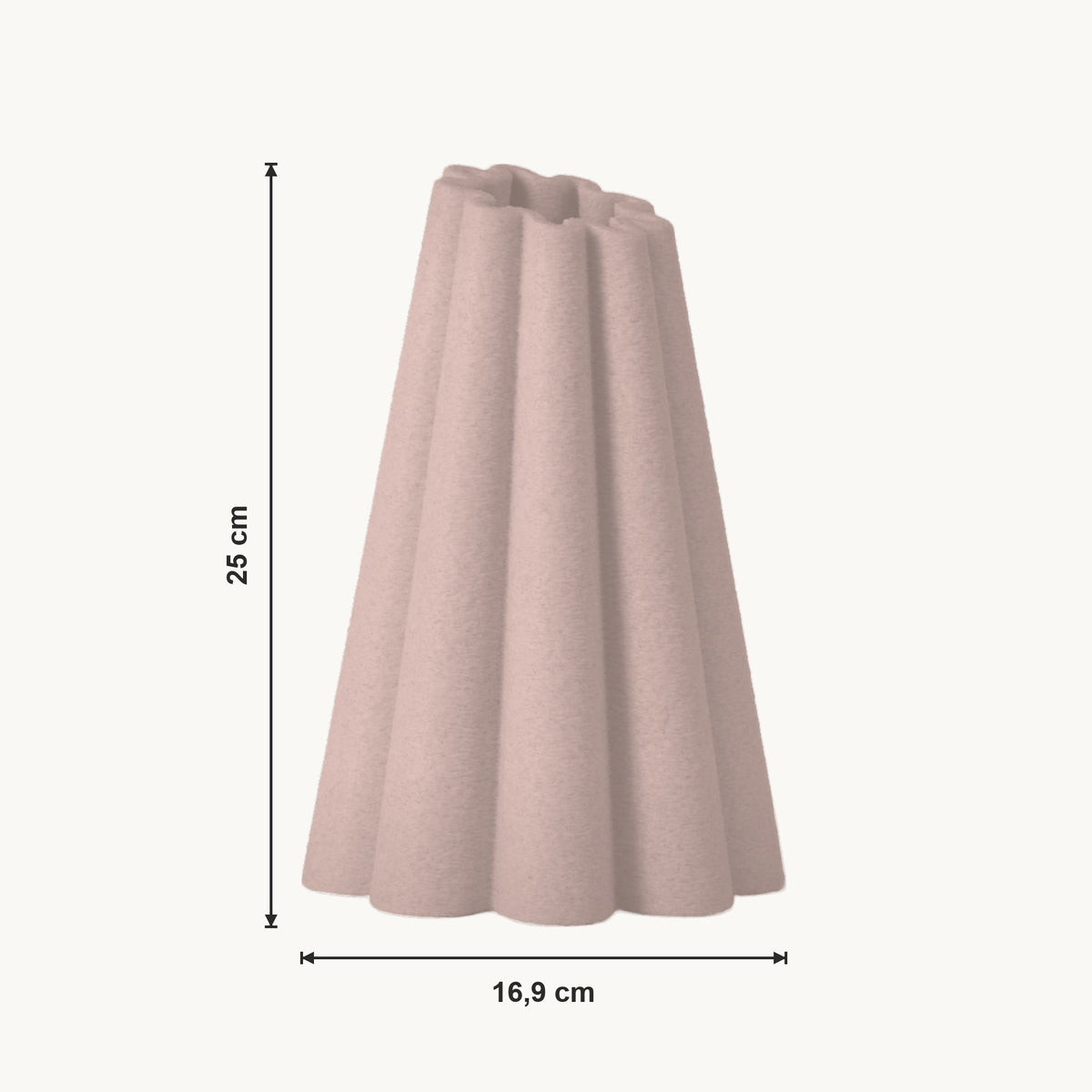 Renna - Geribbelde Conische Sculpturale Vaas — maat (bloesem-25cm)