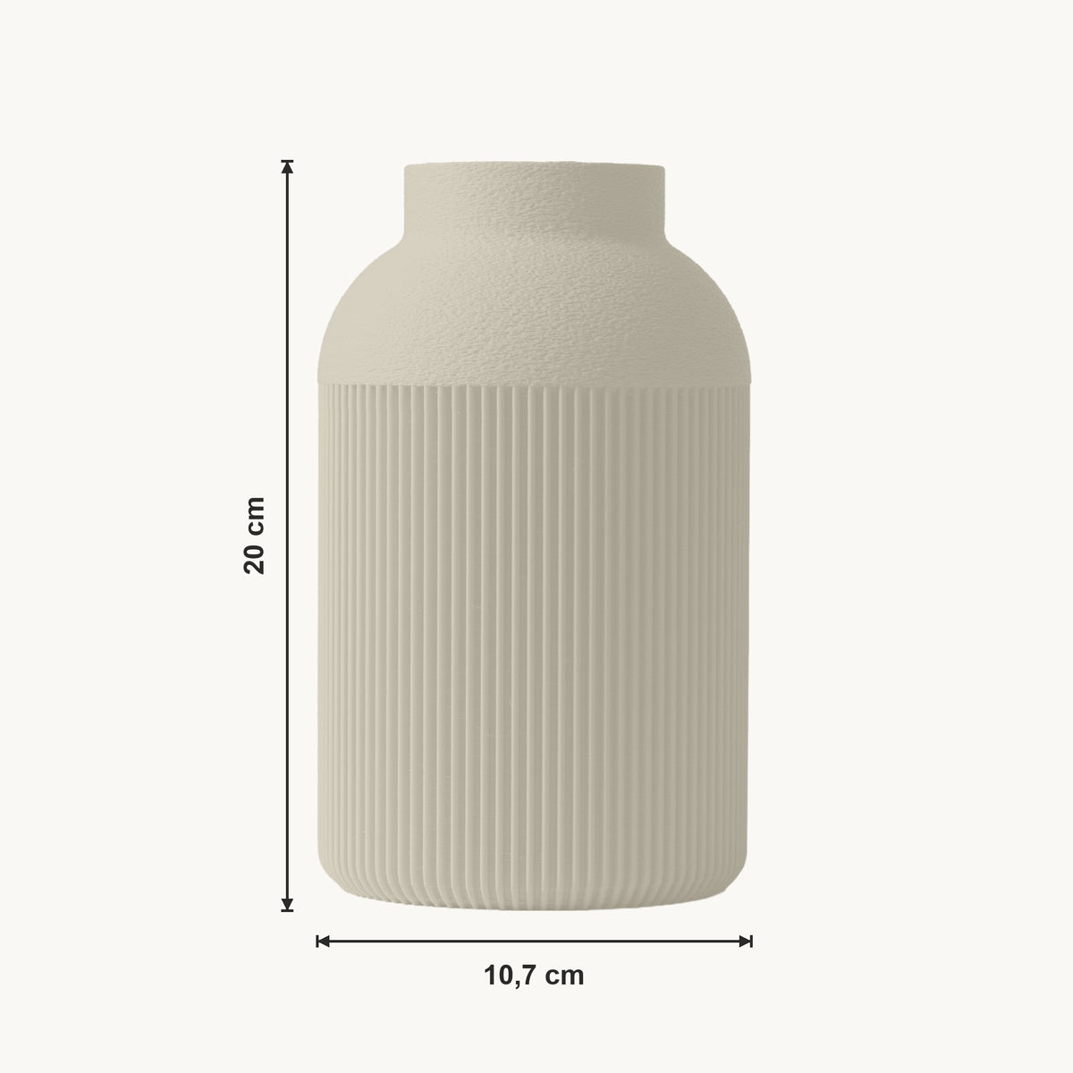 Paxon - Geribbelde Slanke Moderne Vaas — maat (creme-20cm)