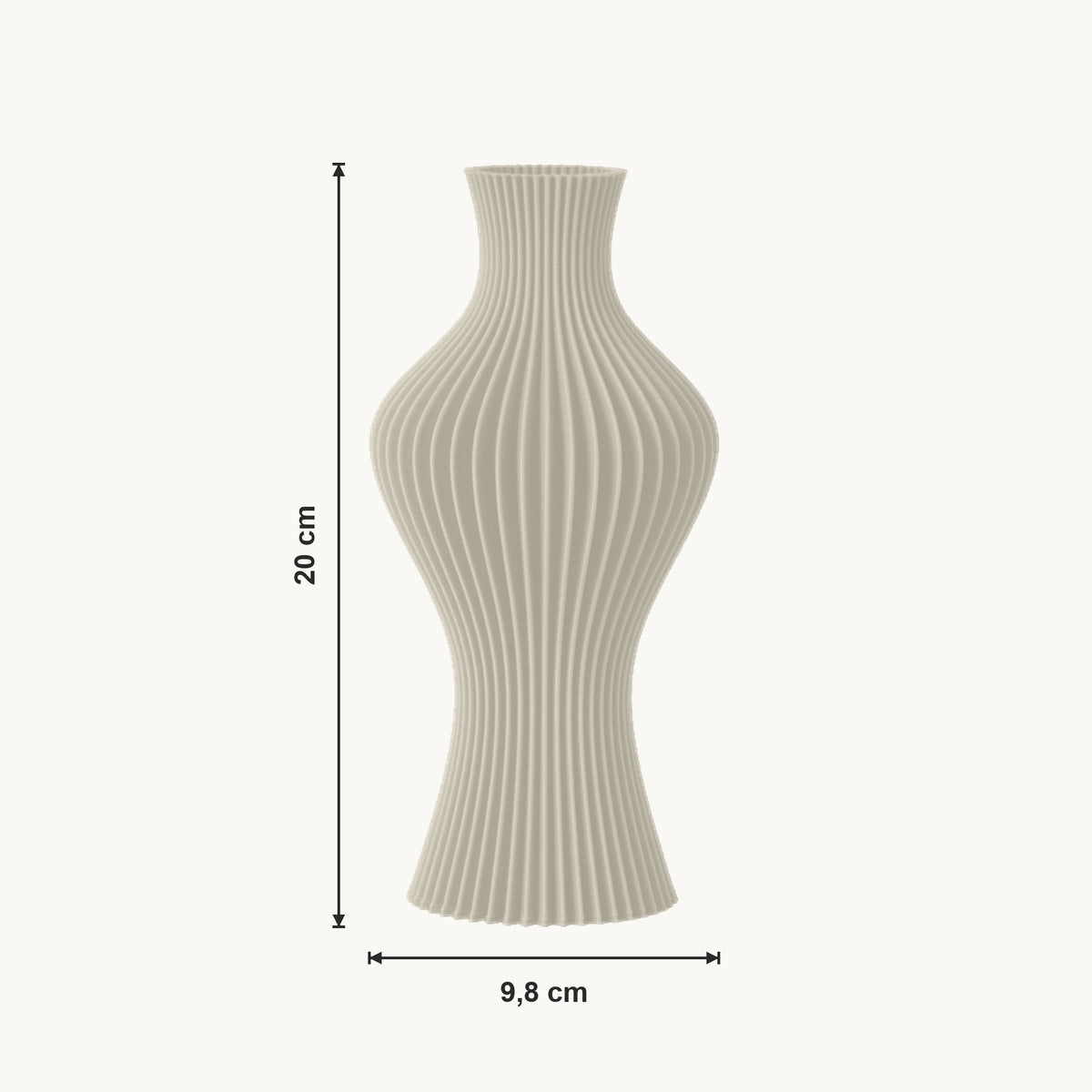 Flint - Gegroefde Sculpturale Moderne Vaas — maat (creme-20cm)