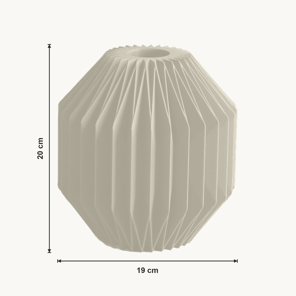 Calen - Gefacetteerde Bolle Sculpturale Vaas — maat (creme-20cm)