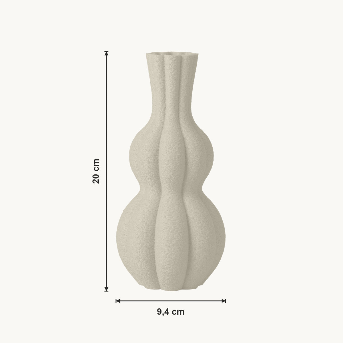 Ember - Geribbelde Organische Sculpturale Vaas — maat (creme-20cm)