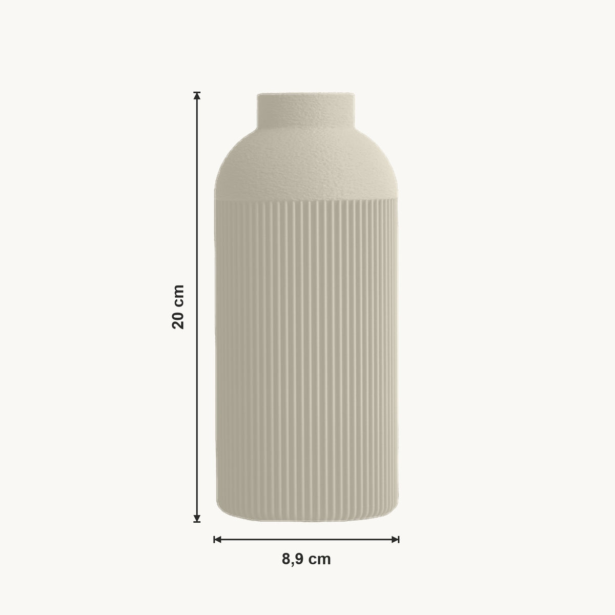 Nova - Verticaal Geribbelde Symmetrische Moderne Vaas — maat (creme-20cm)