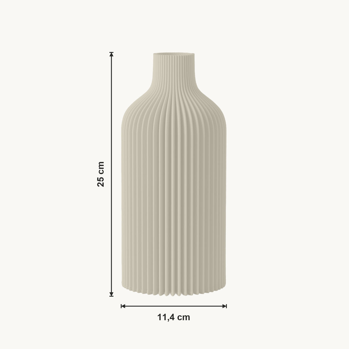 Evren - Verticaal Geribbelde Organische Vaas — maat (creme-25cm)