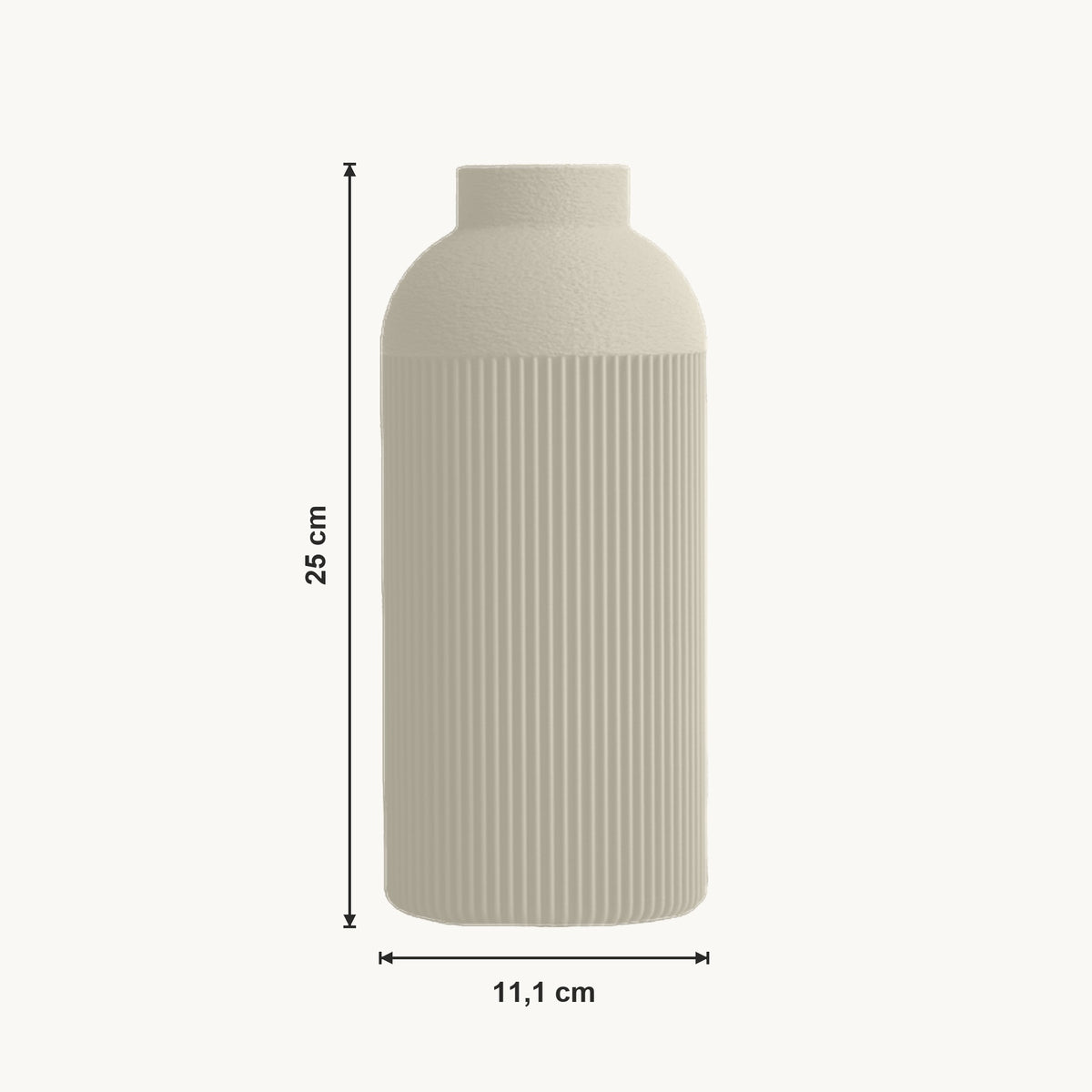 Nova - Verticaal Geribbelde Symmetrische Moderne Vaas — maat (creme-25cm)