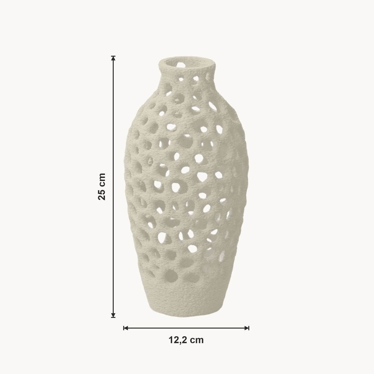 Ulani - Geperforeerde Organische Sculpturale Vaas — maat (creme-25cm)