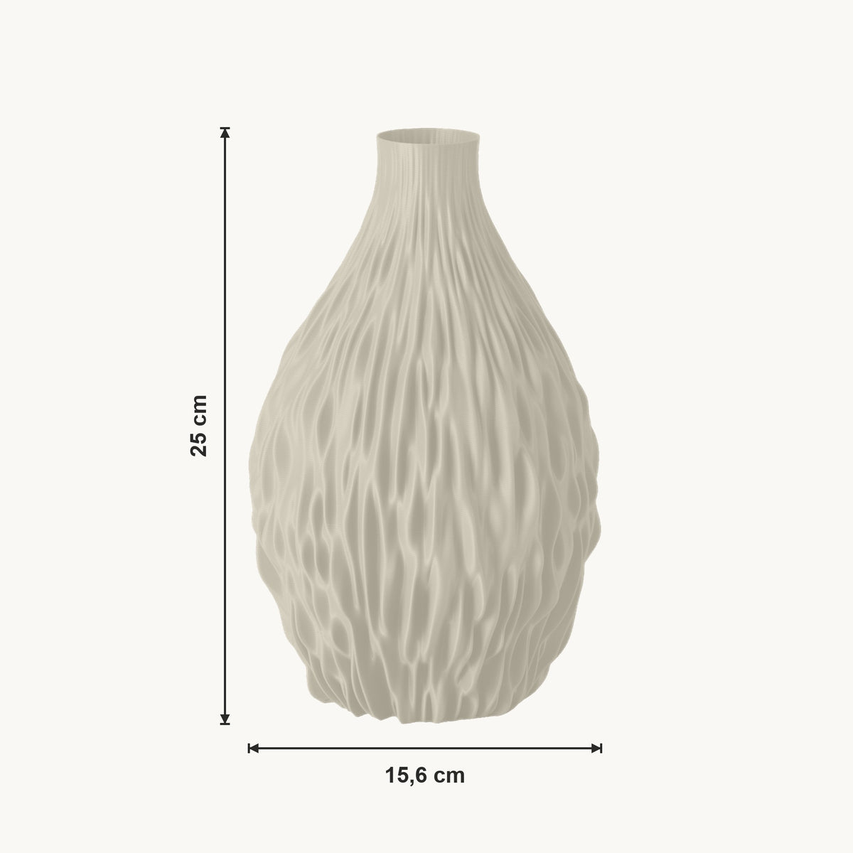 Noor - Geribbelde Organische Sculpturale Vaas — maat (creme-25cm)
