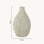 Noor - Geribbelde Organische Sculpturale Vaas — maat (creme-25cm)
