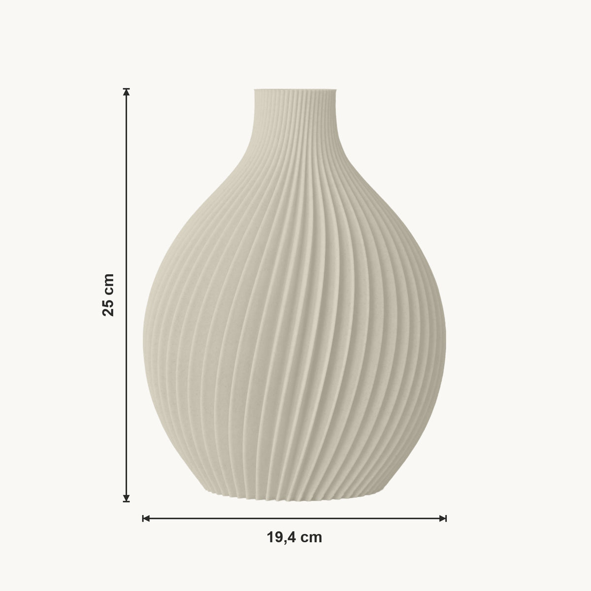 Corvus - Spiraal Geribbelde Organische Moderne Vaas — maat (creme-25cm)