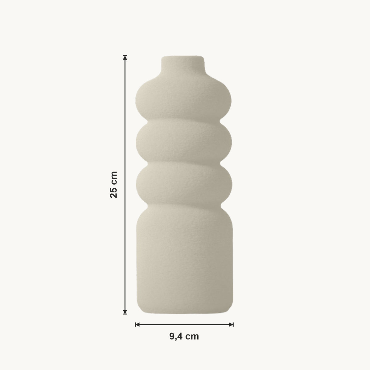 Lenox - Gestapelde Bolvormige Organische Vaas — maat (creme-25cm)