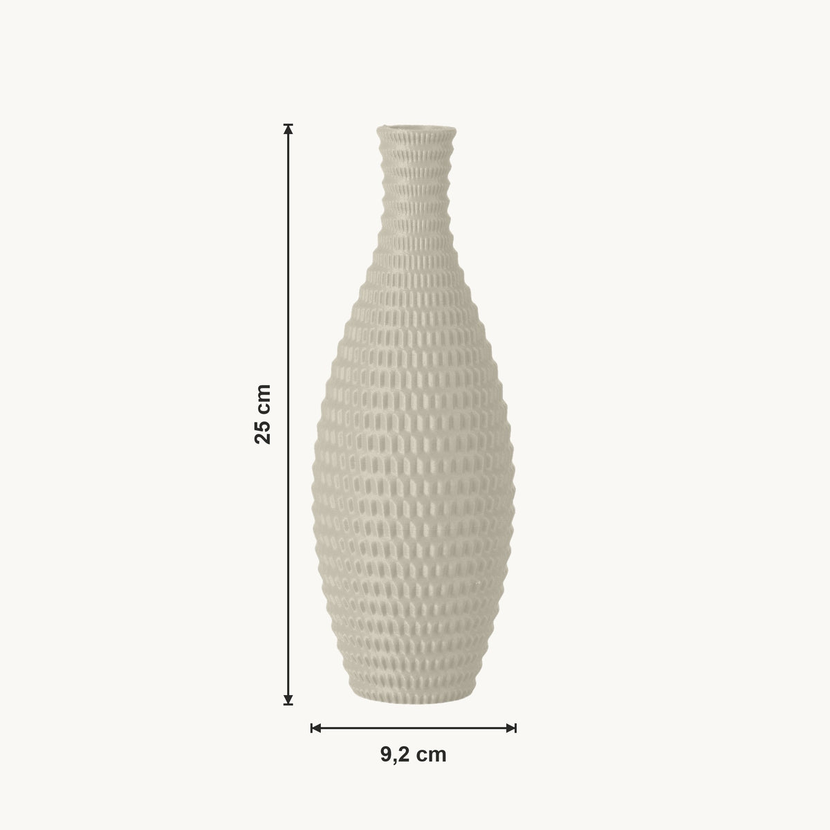 Bronte - Conisch Taps Geribbelde Moderne Vaas — maat (creme-25cm)