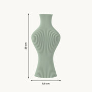 Flint - Gegroefde Sculpturale Moderne Vaas — maat (salie-20cm)