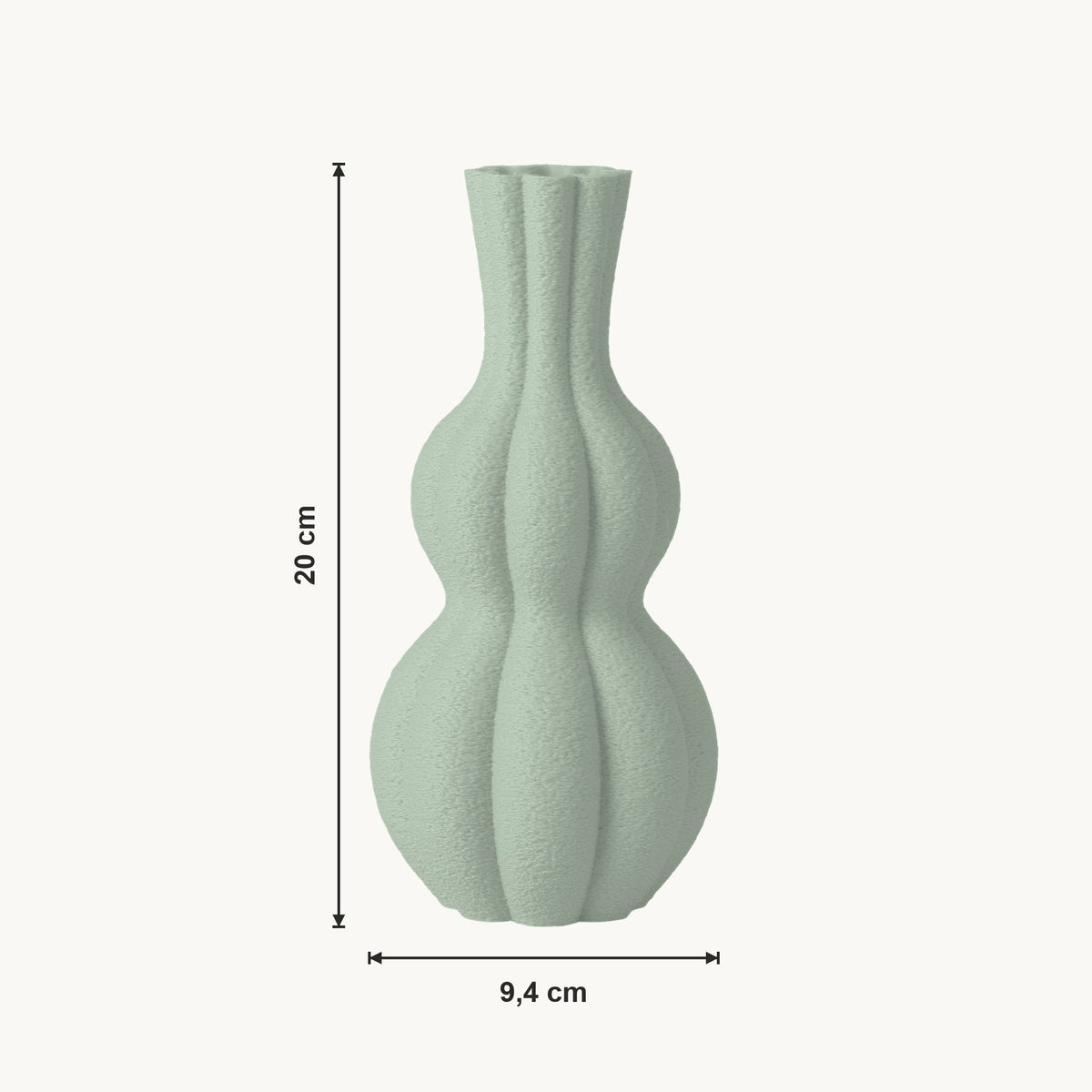 Ember - Geribbelde Organische Sculpturale Vaas — maat (salie-20cm)
