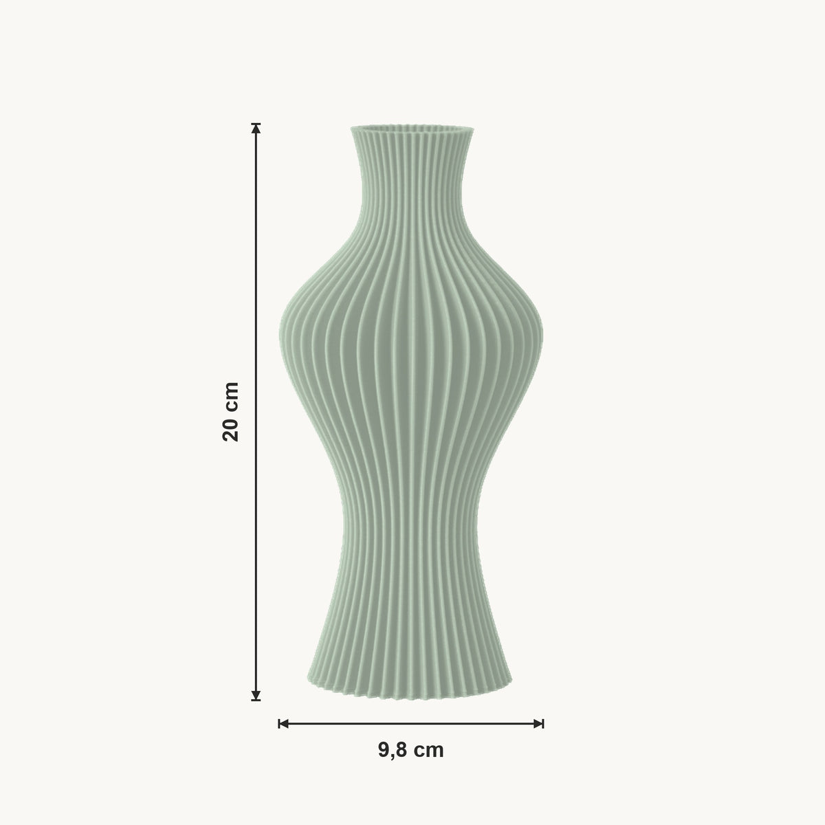 Flint - Gegroefde Sculpturale Moderne Vaas — maat (salie-20cm)