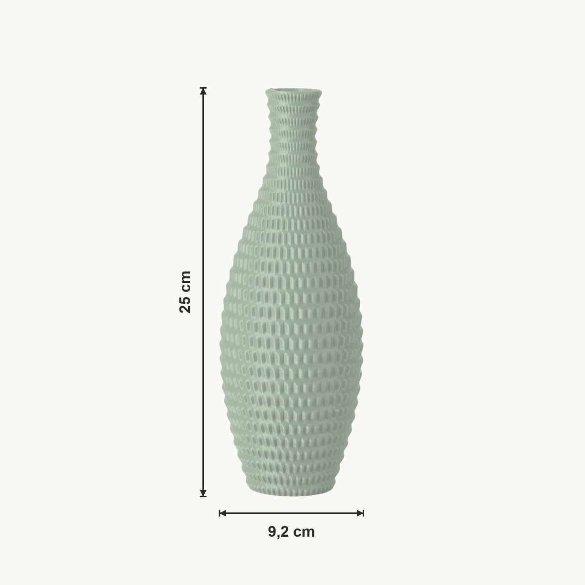 Bronte - Conisch Taps Geribbelde Moderne Vaas — maat (salie-25cm)