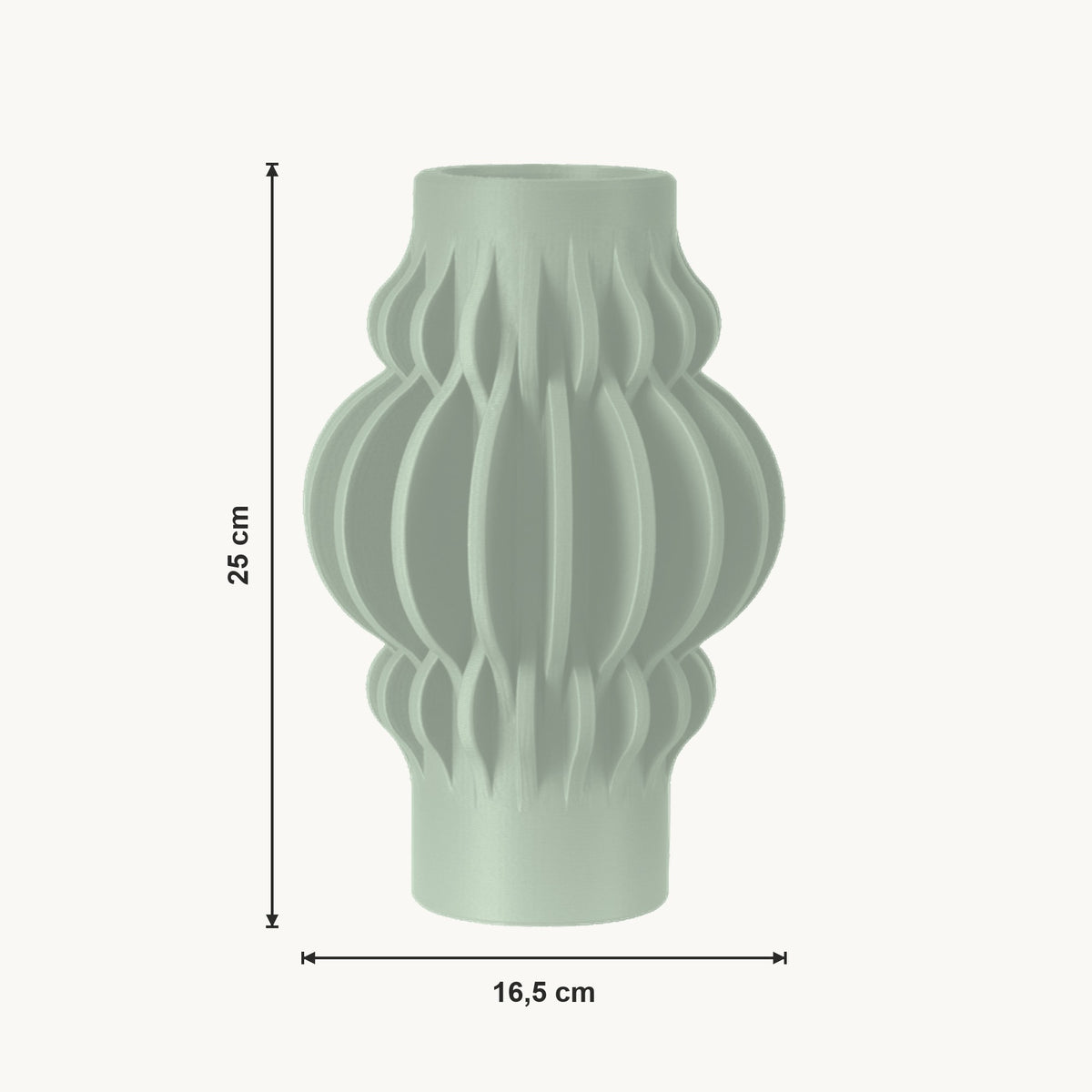 Vesper - Golvend Sculpturale Moderne Vaas — maat (salie-25cm)