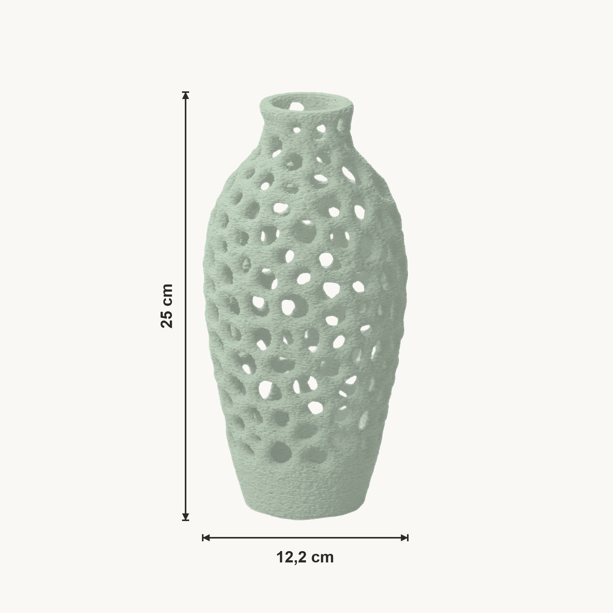 Ulani - Geperforeerde Organische Sculpturale Vaas — maat (salie-25cm)
