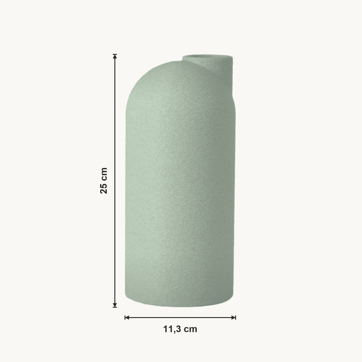 Liora - Gegroefde Asymmetrische Minimalistische Vaas — maat (salie-25cm)