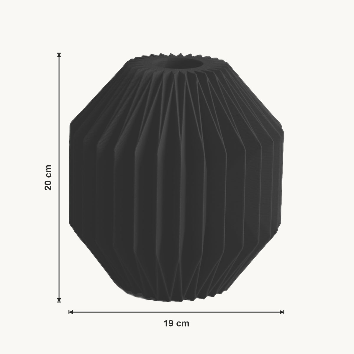 Calen - Gefacetteerde Bolle Sculpturale Vaas — maat (zwart-20cm)