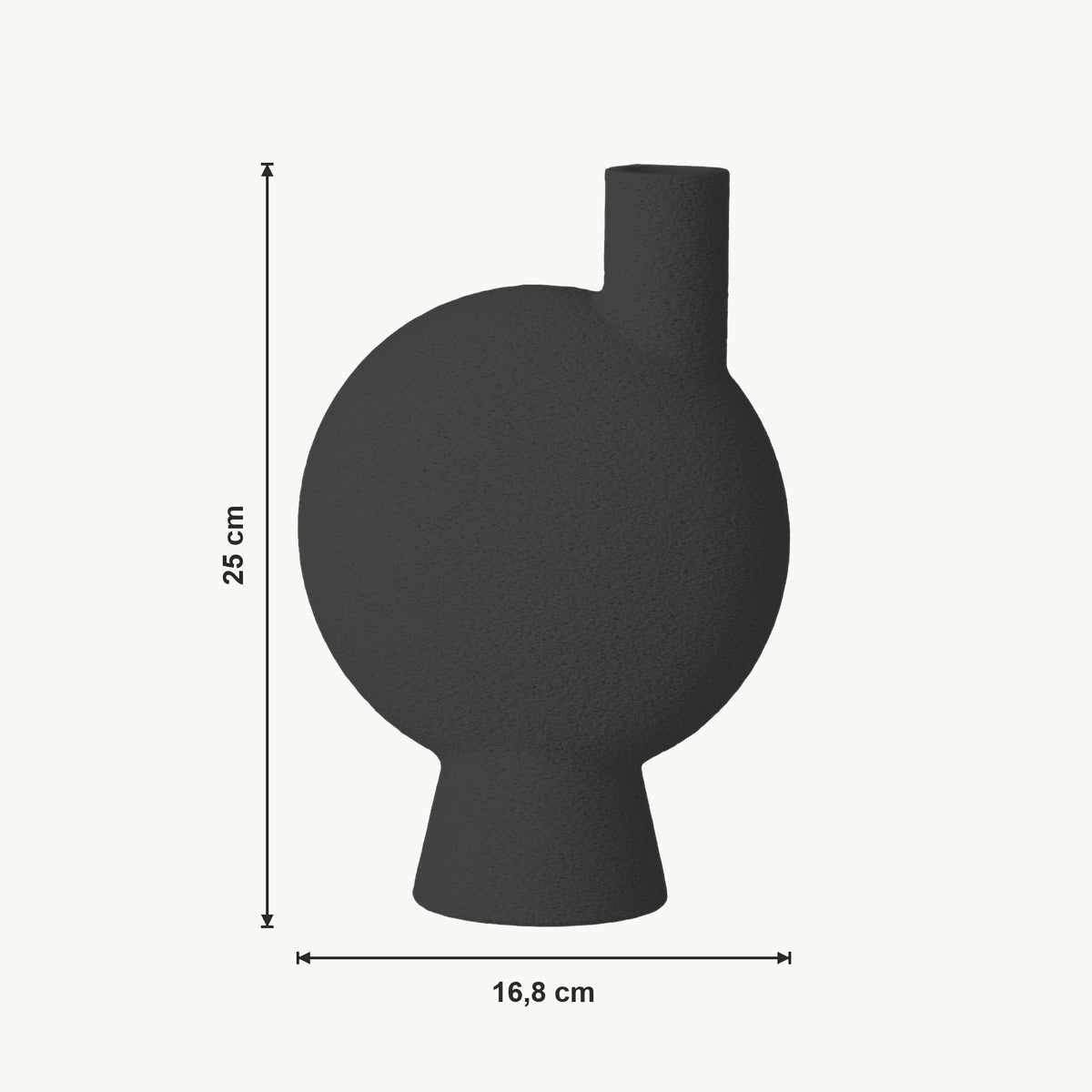 Helia - Asymmetrische Organische Sculpturale Vaas — maat (zwart-25cm)