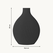 Corvus - Spiraal Geribbelde Organische Moderne Vaas — maat (zwart-25cm)