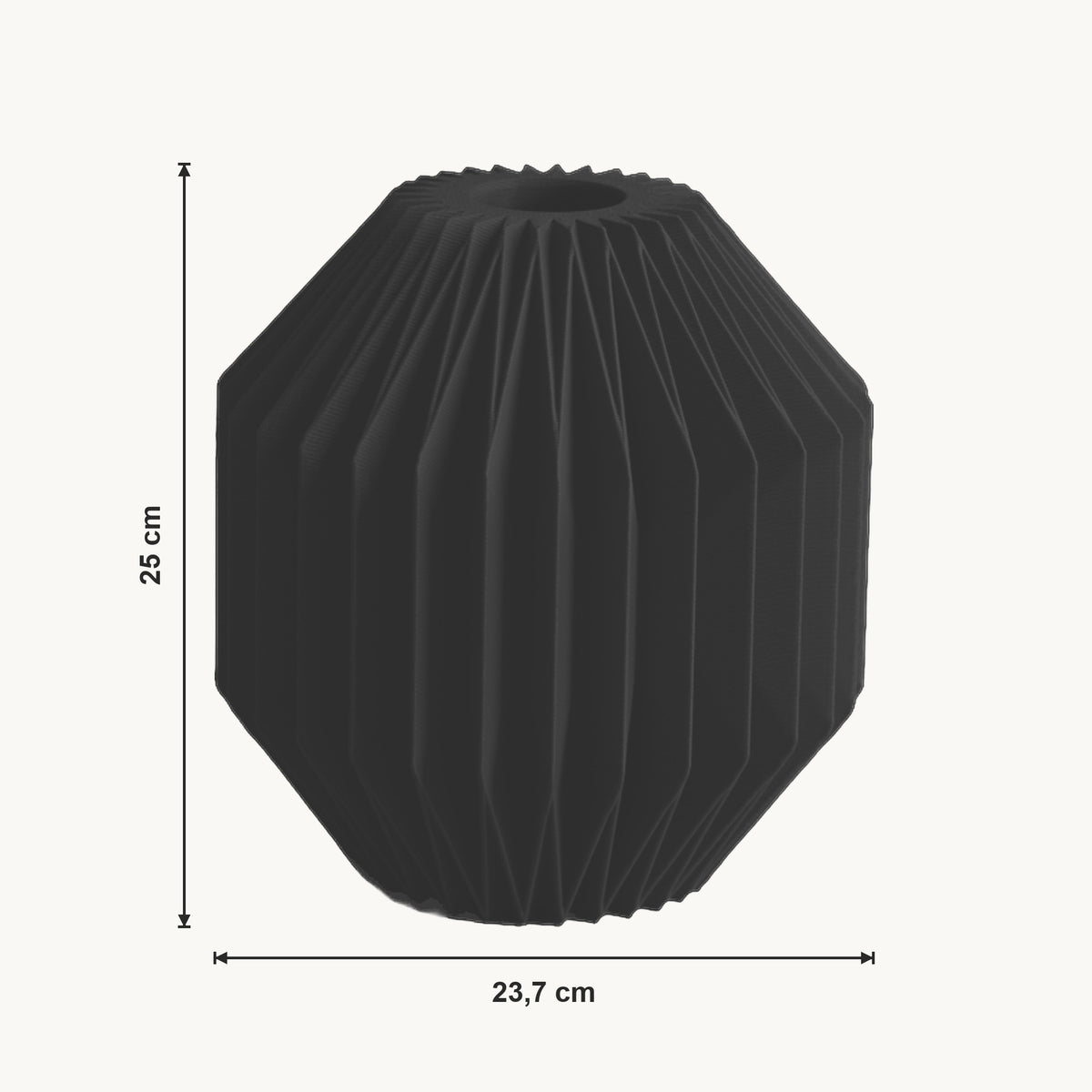 Calen - Gefacetteerde Bolle Sculpturale Vaas — maat (zwart-25cm)