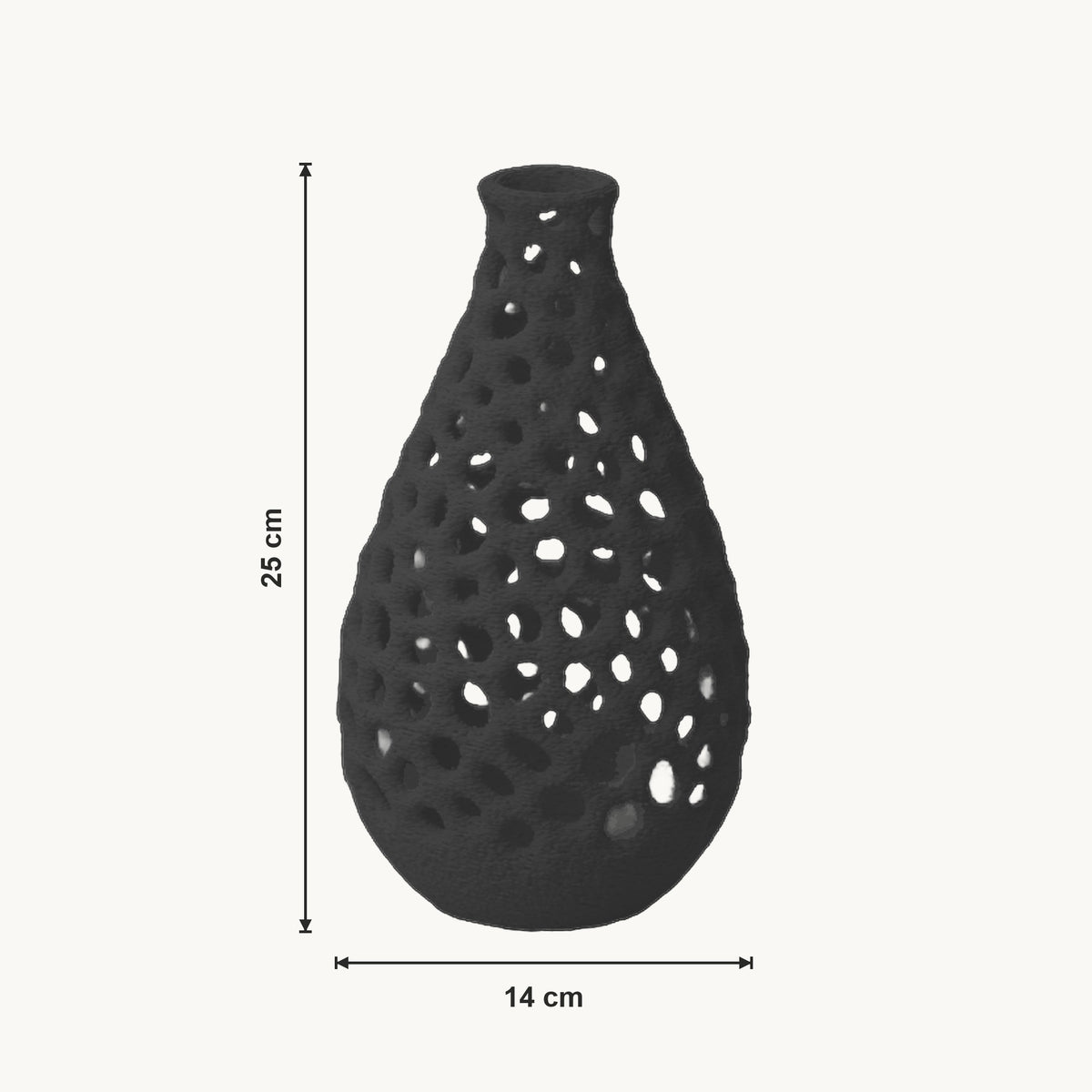 Liva - Geperforeerde Organische Sculpturale Vaas — maat (zwart-25cm)