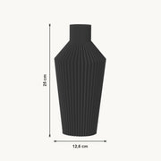 Nylas - Ronde Geribbelde Taps Toelopende Moderne Vaas — maat (zwart-25cm)