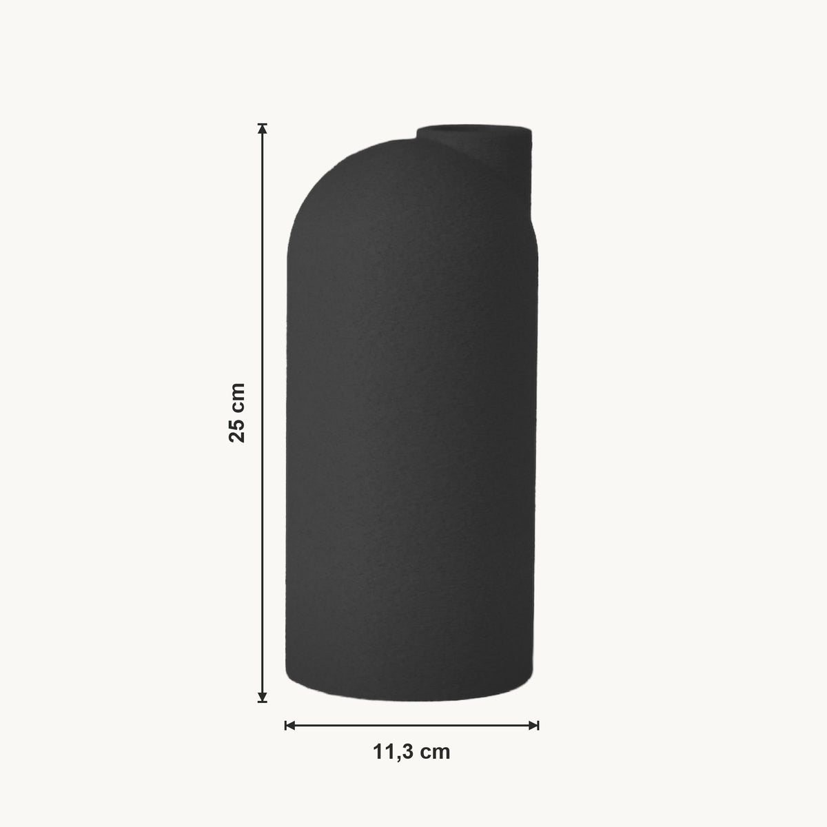 Liora - Gegroefde Asymmetrische Minimalistische Vaas — maat (zwart-25cm)