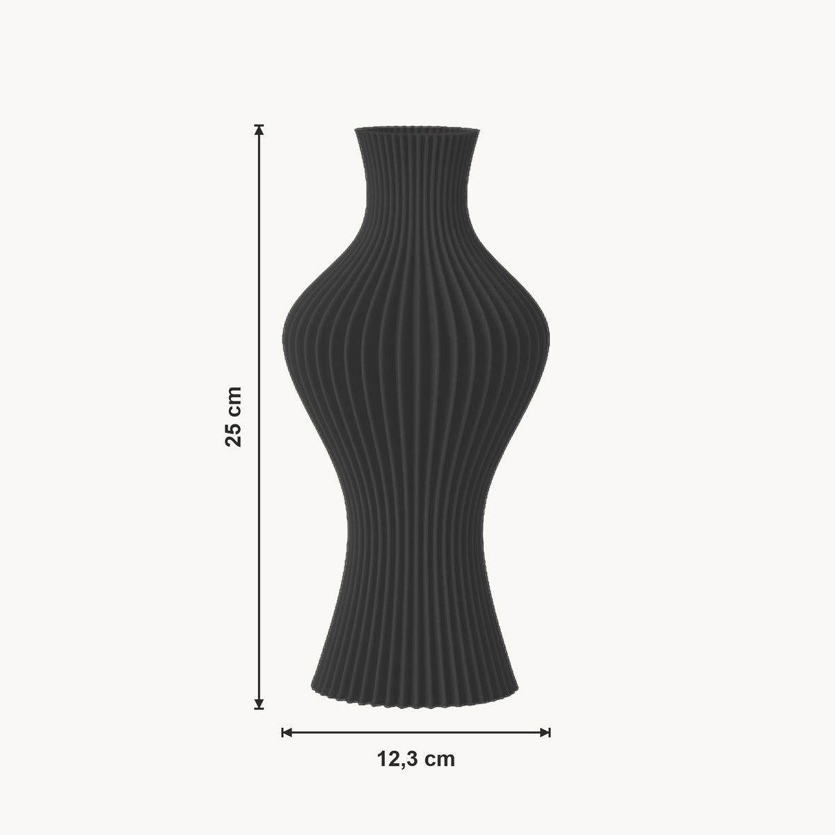 Flint - Gegroefde Sculpturale Moderne Vaas — maat (zwart-25cm)